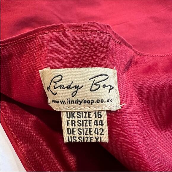 Lindy Bop Red Swing Dress Pinup Rockabilly Bow Front Size XL Holiday Christmas - Picture 7 of 8